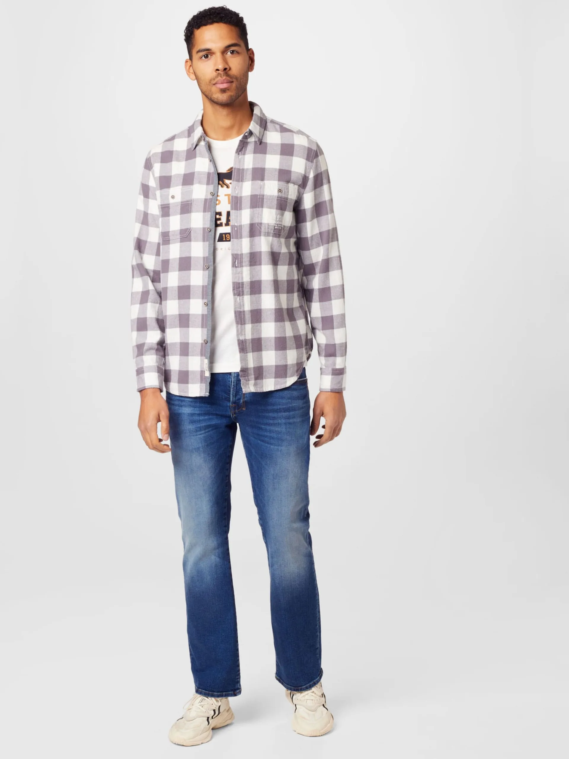 Mustang Geruite Overhemden Regular Fit Overhemd Clemens Heren Aubergine / Natuurwit - Afbeelding 5