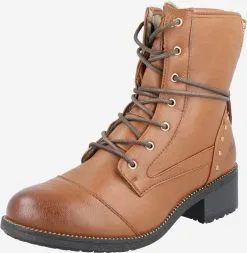 Mustang Enkellaarsjes Veterlaarsjes Dames Cognac