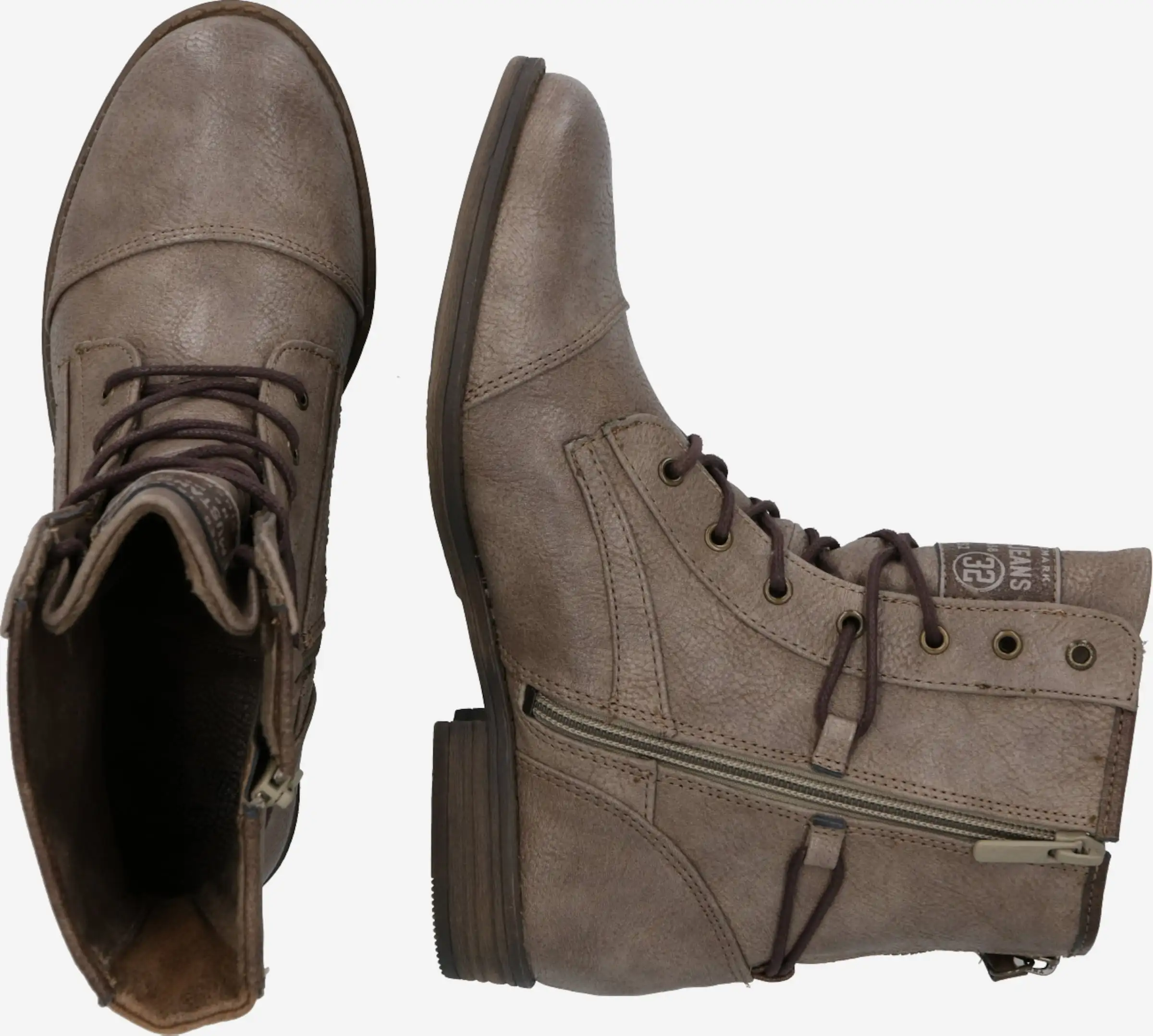 Mustang Enkellaarsjes Veterlaarsjes Dames Beige - Afbeelding 2