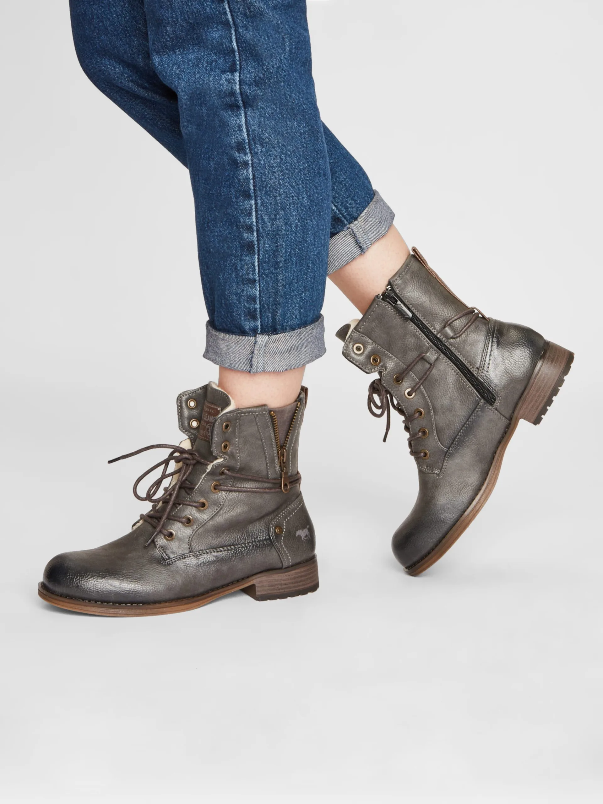 Mustang Enkellaarsjes Veterlaarsjes Dames Grafiet - Afbeelding 4