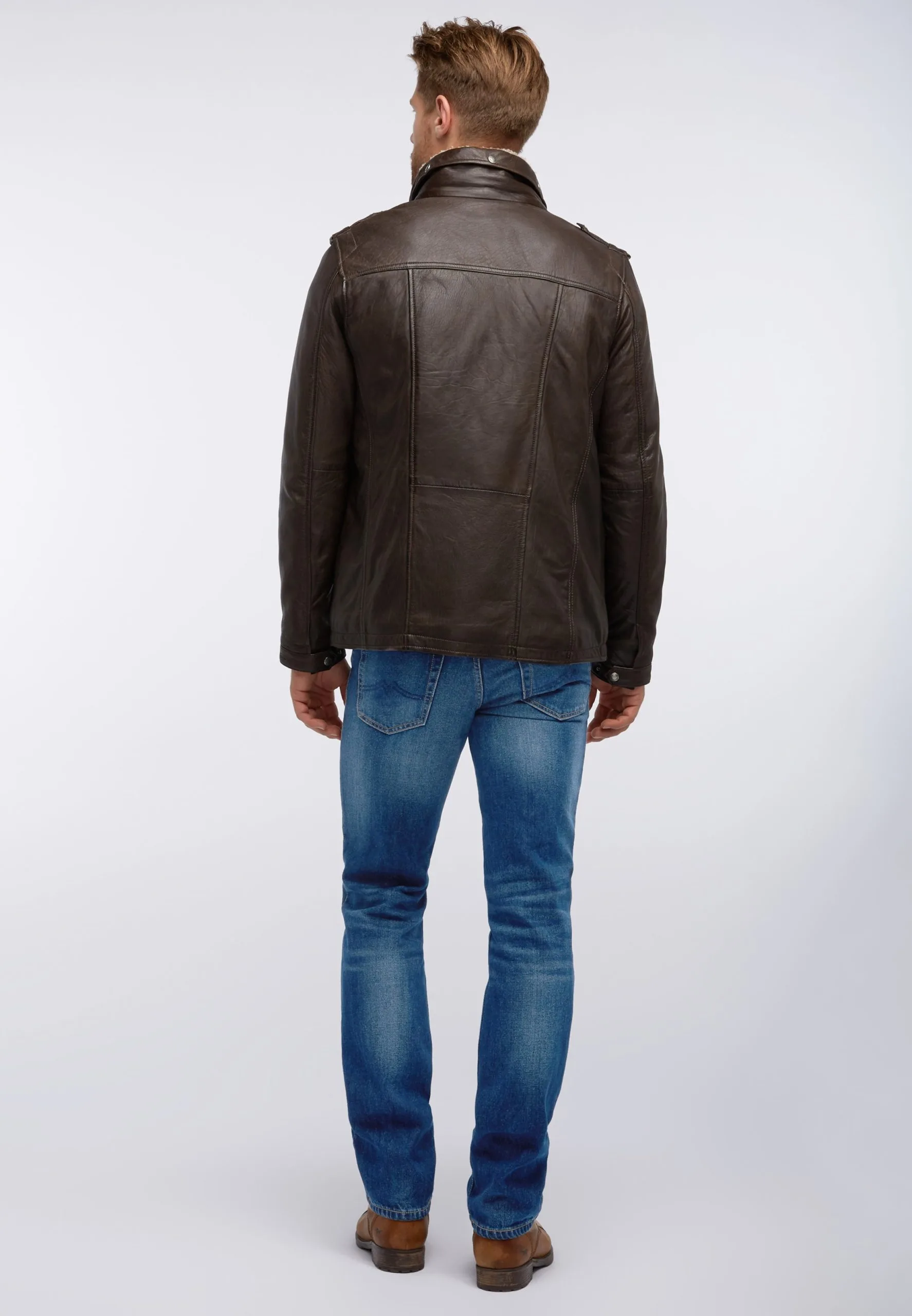 Mustang Leren Jassen Tussenjas Heren Kastanjebruin - Afbeelding 6