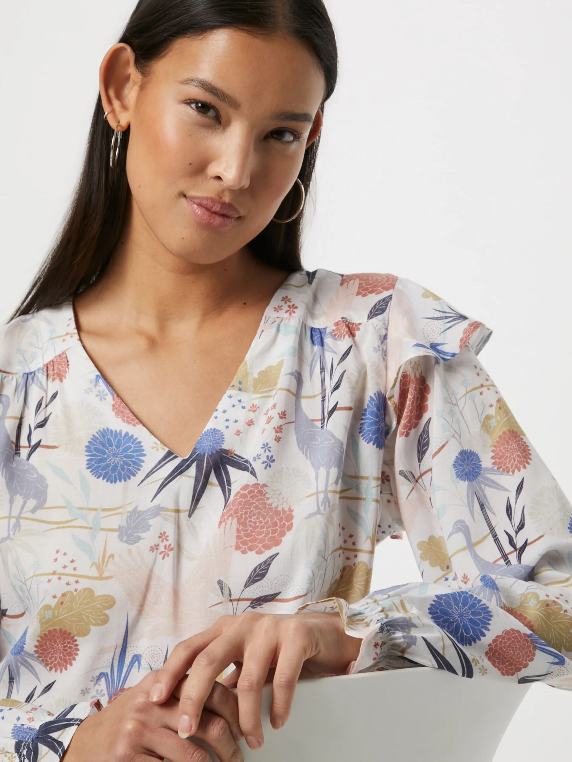 Mustang Blouseshirts Blouse Emma Dames Natuurwit - Afbeelding 2