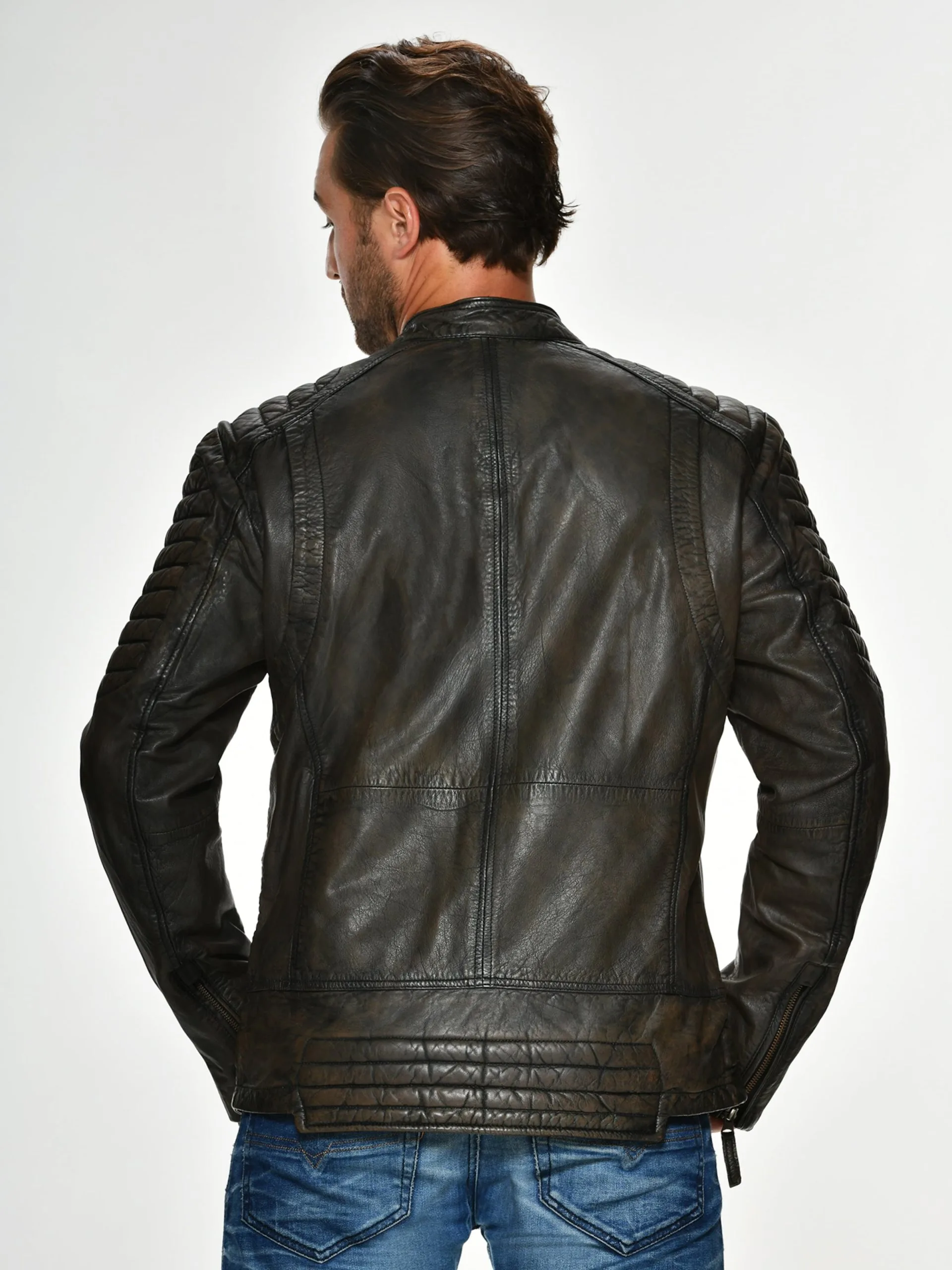 Mustang Leren Jassen Tussenjas Cruz Heren Bruin - Afbeelding 4