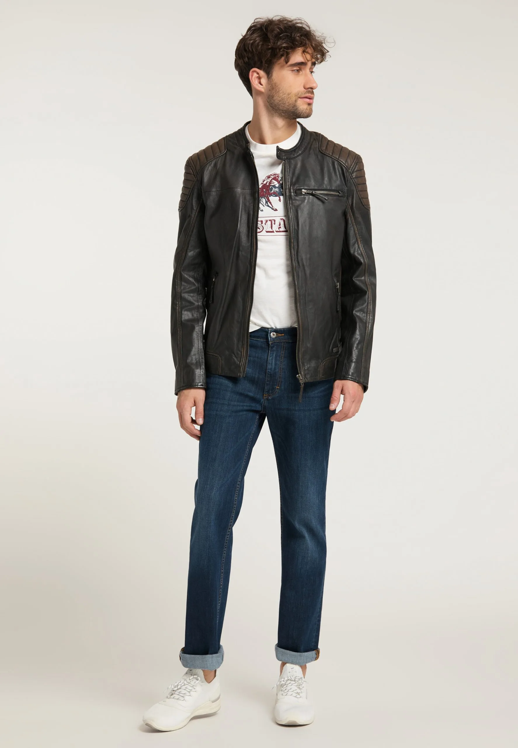 Mustang Leren Jassen Tussenjas Heren Chocoladebruin / Sepia - Afbeelding 5