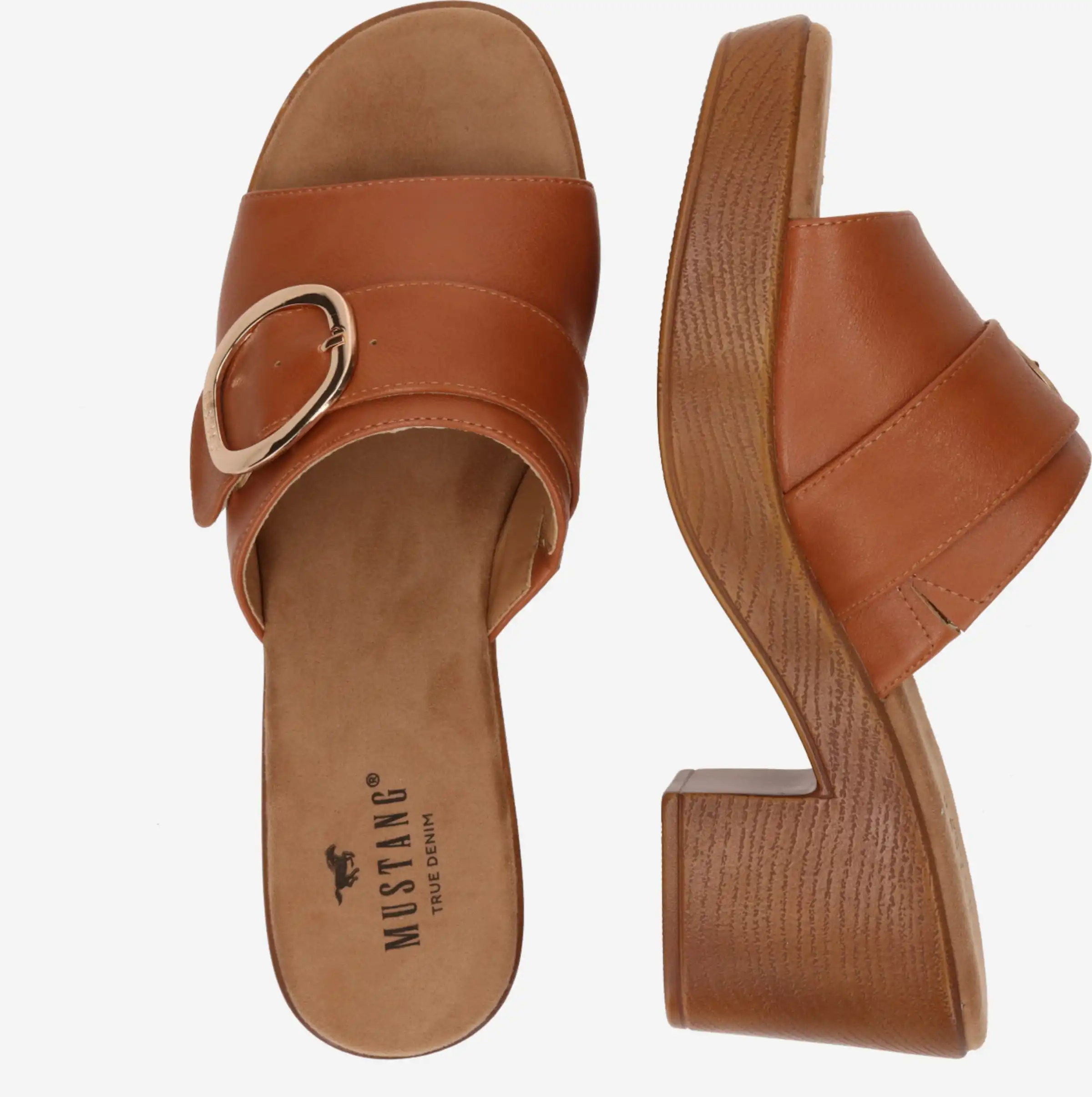Mustang Sandalen Met Hak Muiltjes Dames Cognac - Afbeelding 2