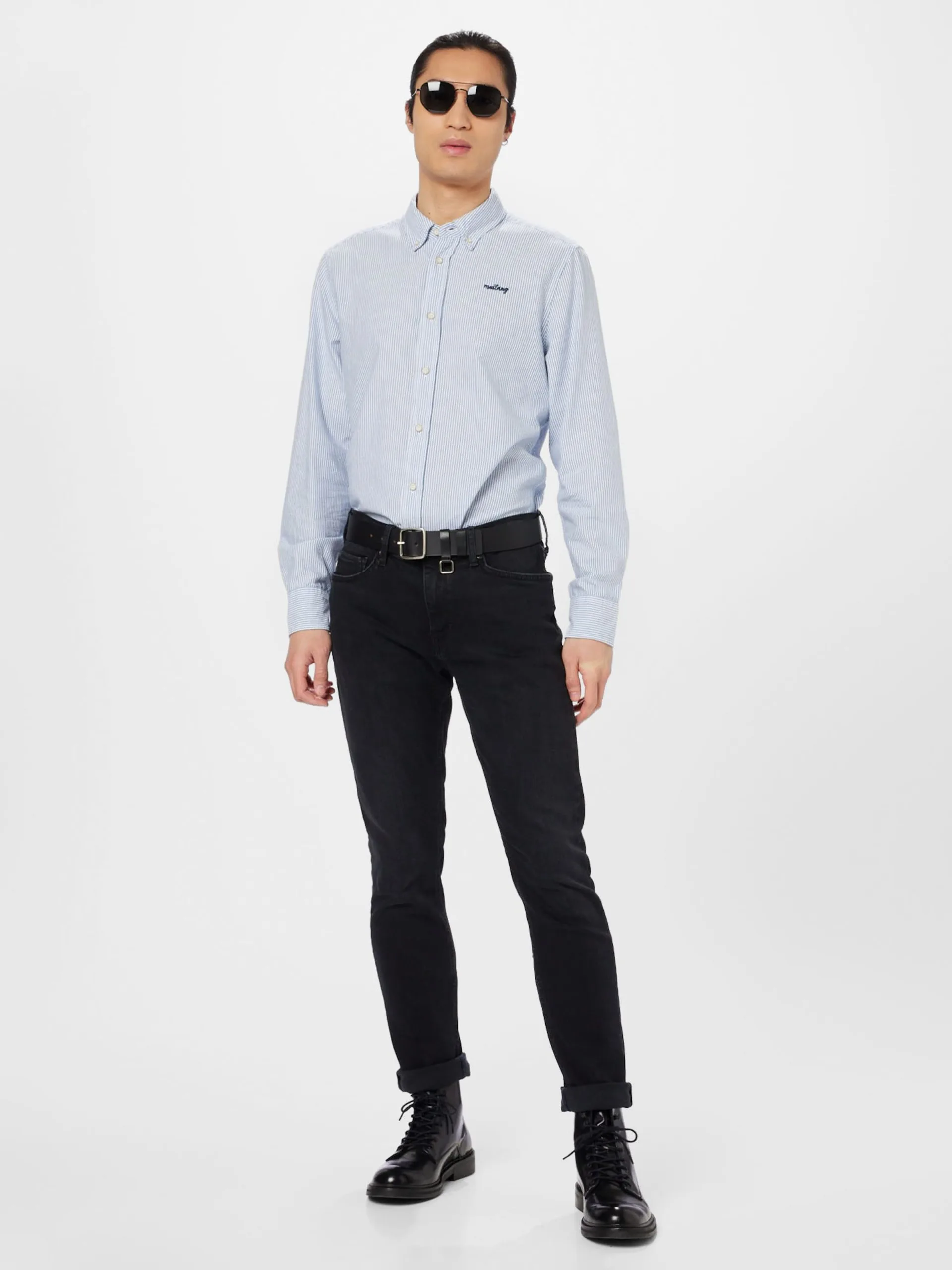 Mustang Casual Overhemden Regular Fit Overhemd Clemens Heren Navy / Lichtblauw - Afbeelding 5