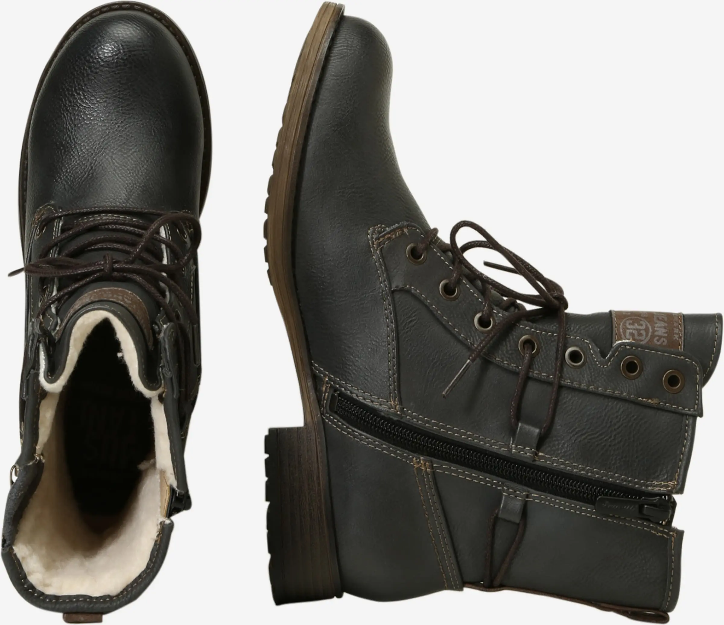 Mustang Enkellaarsjes Veterlaarsjes Dames Grafiet - Afbeelding 2