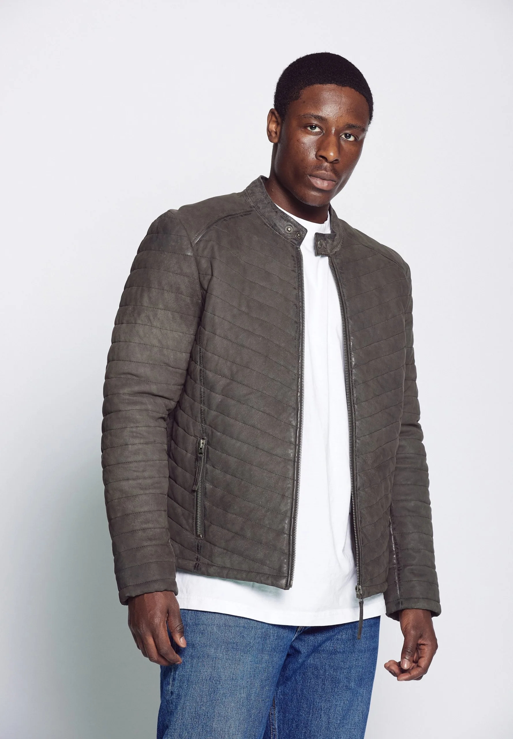 Mustang Leren Jassen Tussenjas Heren Grafiet - Afbeelding 3