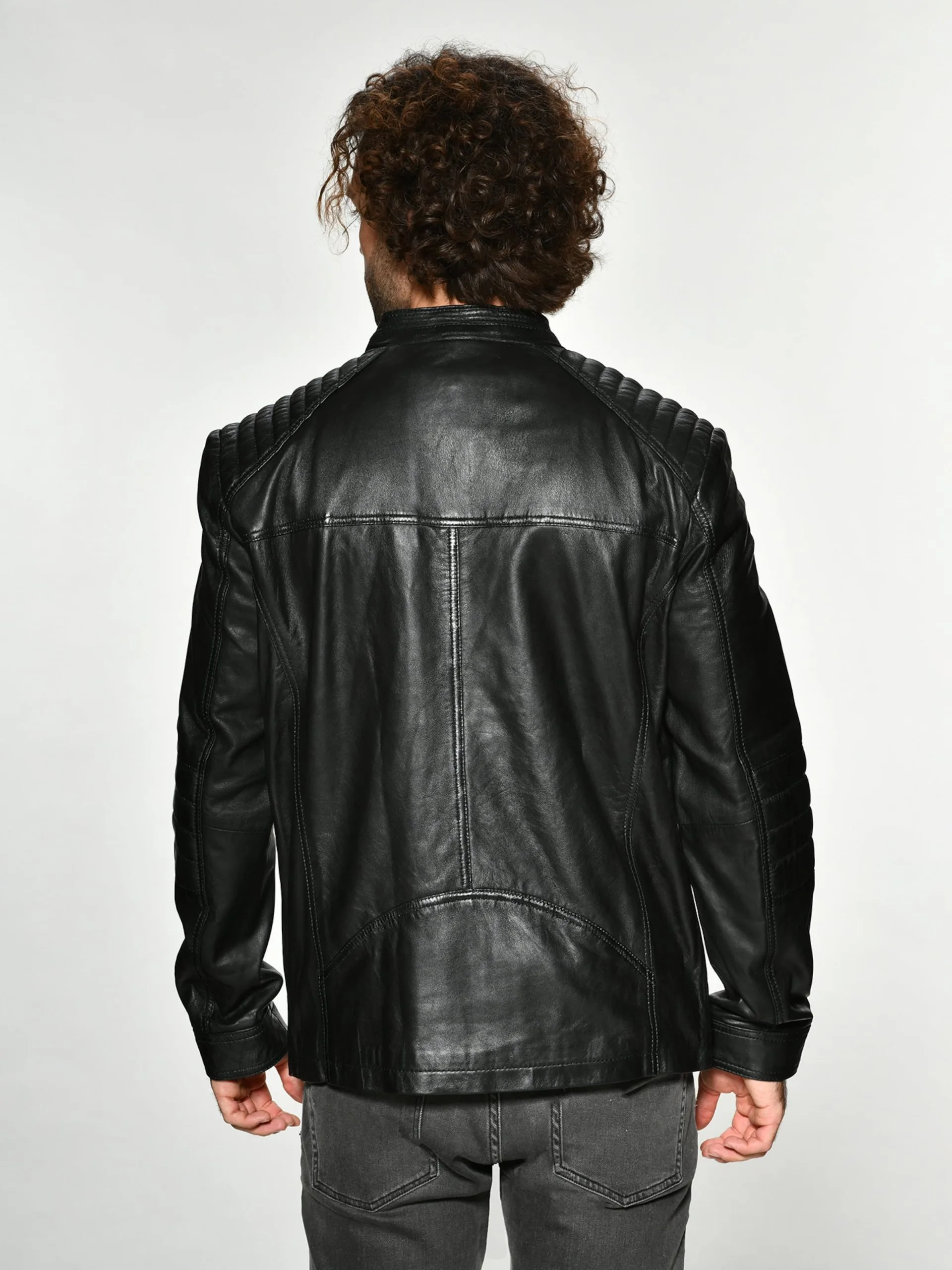 Mustang Leren Jassen Tussenjas Fabiano Heren Zwart - Afbeelding 4