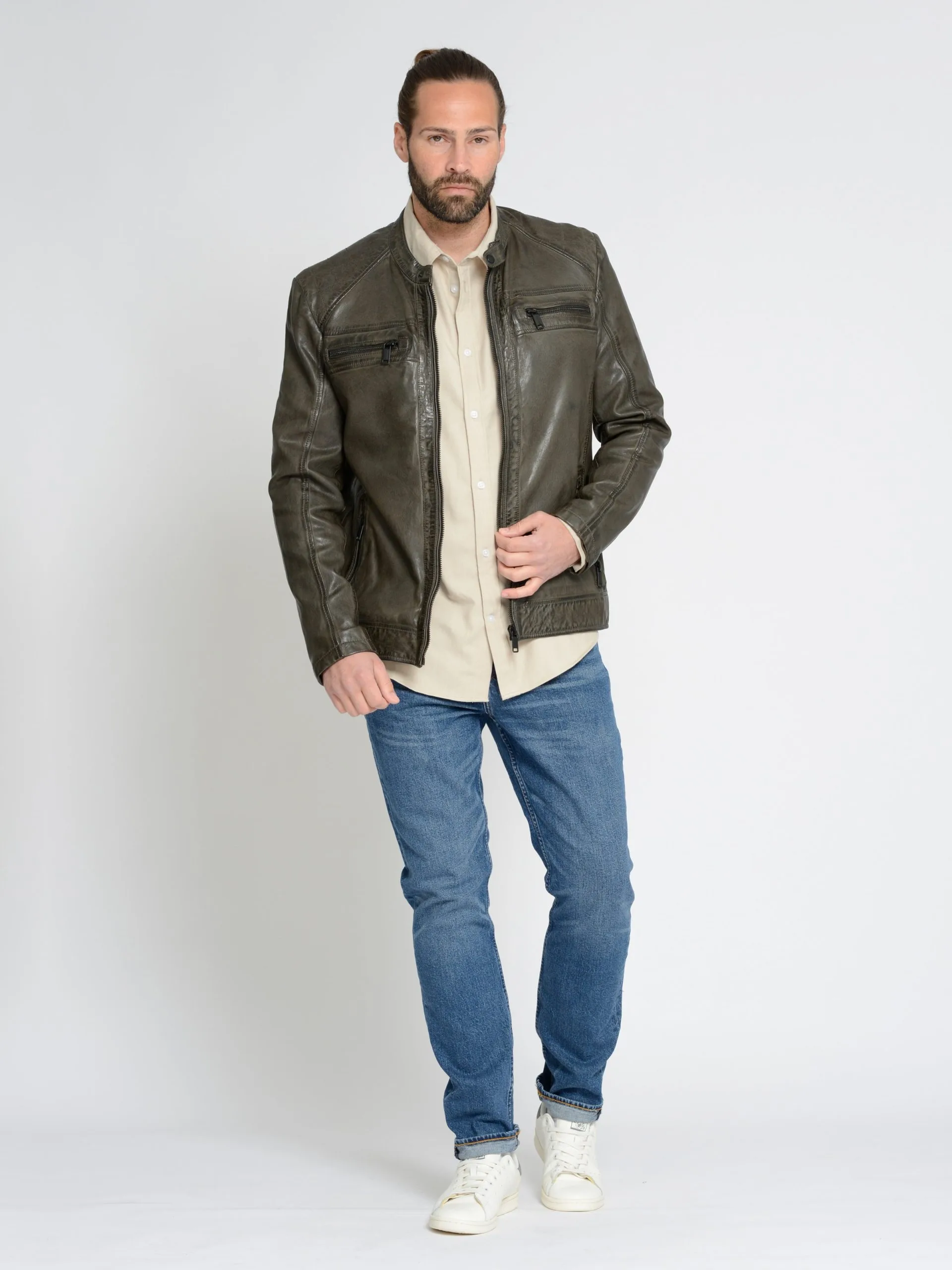 Mustang Leren Jassen Tussenjas Heren Donkergroen - Afbeelding 5