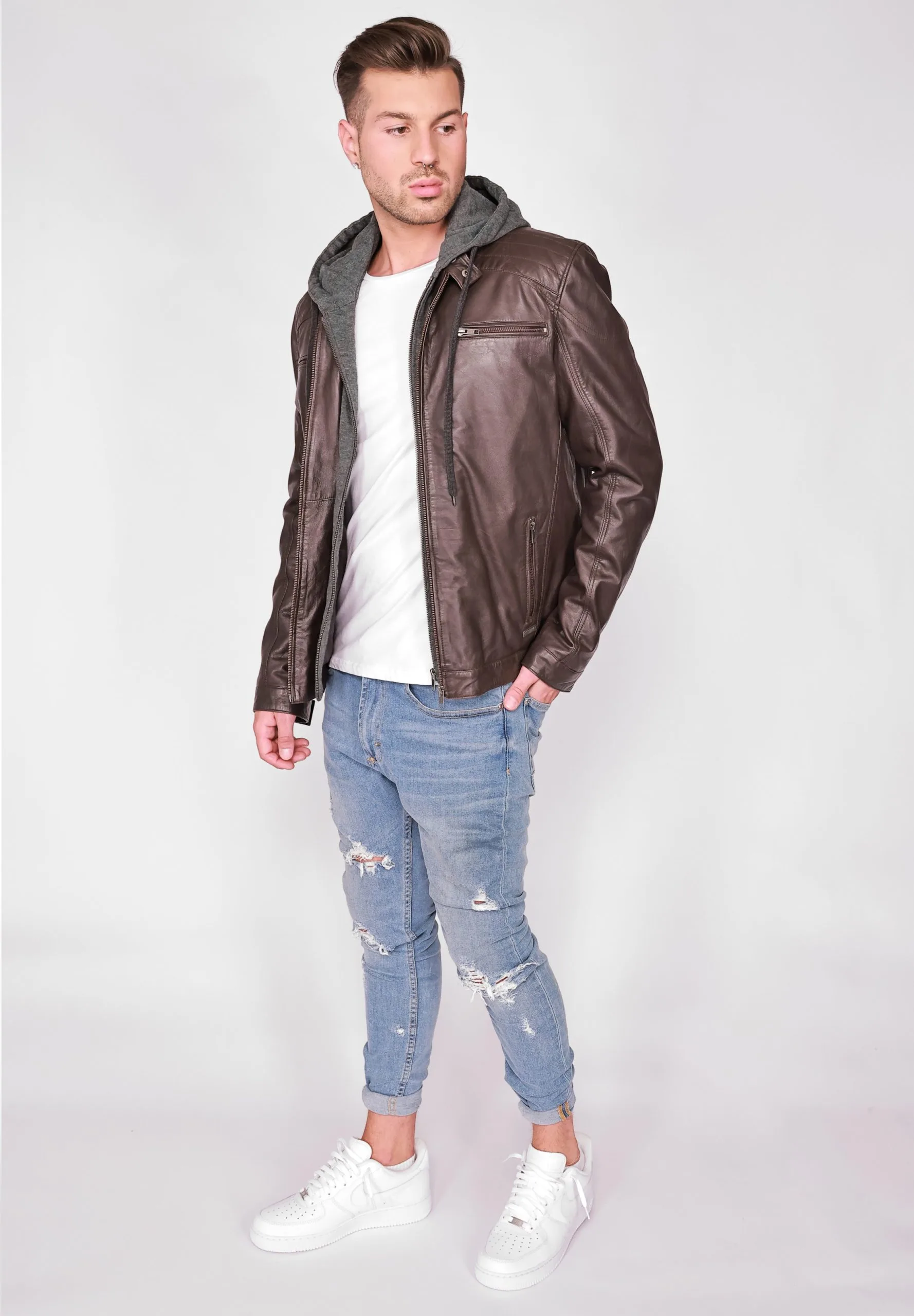 Mustang Leren Jassen Tussenjas Foster Heren Donkerbruin - Afbeelding 4