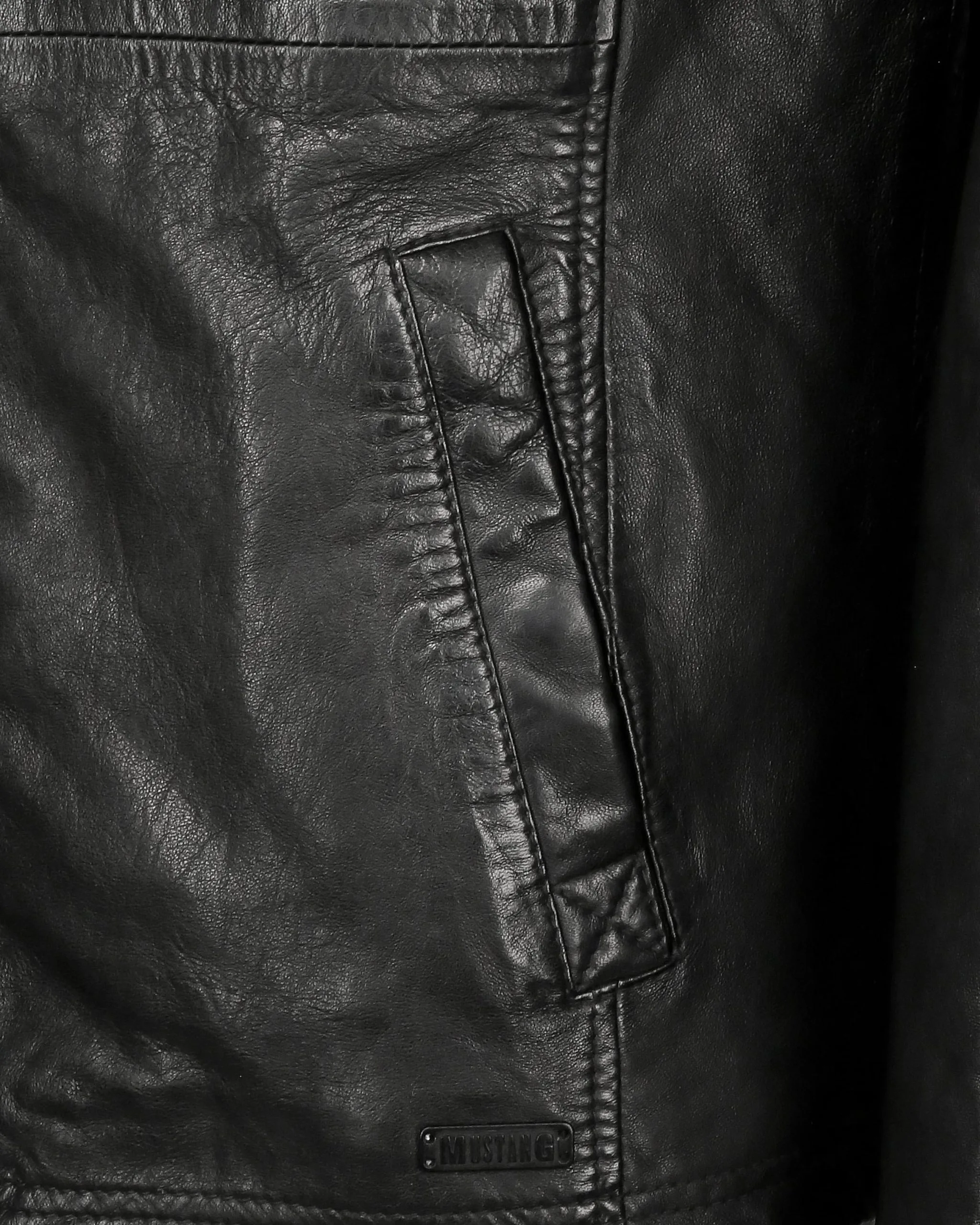 Mustang Leren Jassen Tussenjas Walker RF Heren Zwart - Afbeelding 5