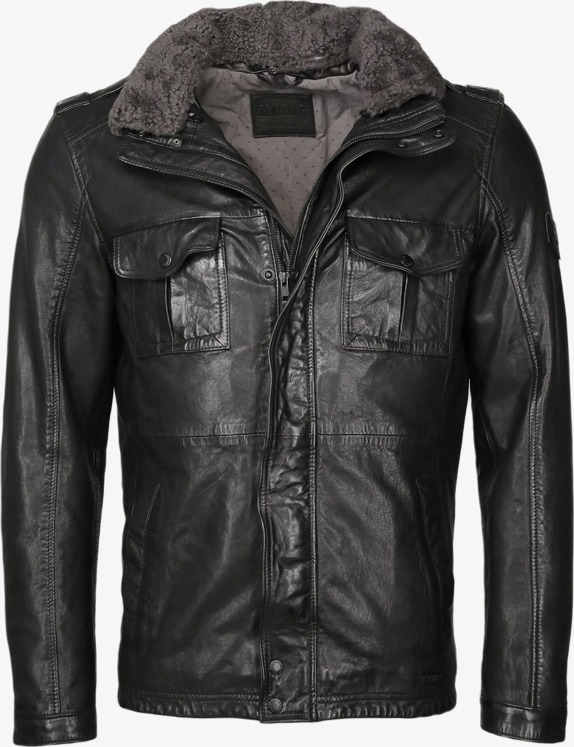 Mustang Leren Jassen Tussenjas Walker RF Heren Zwart