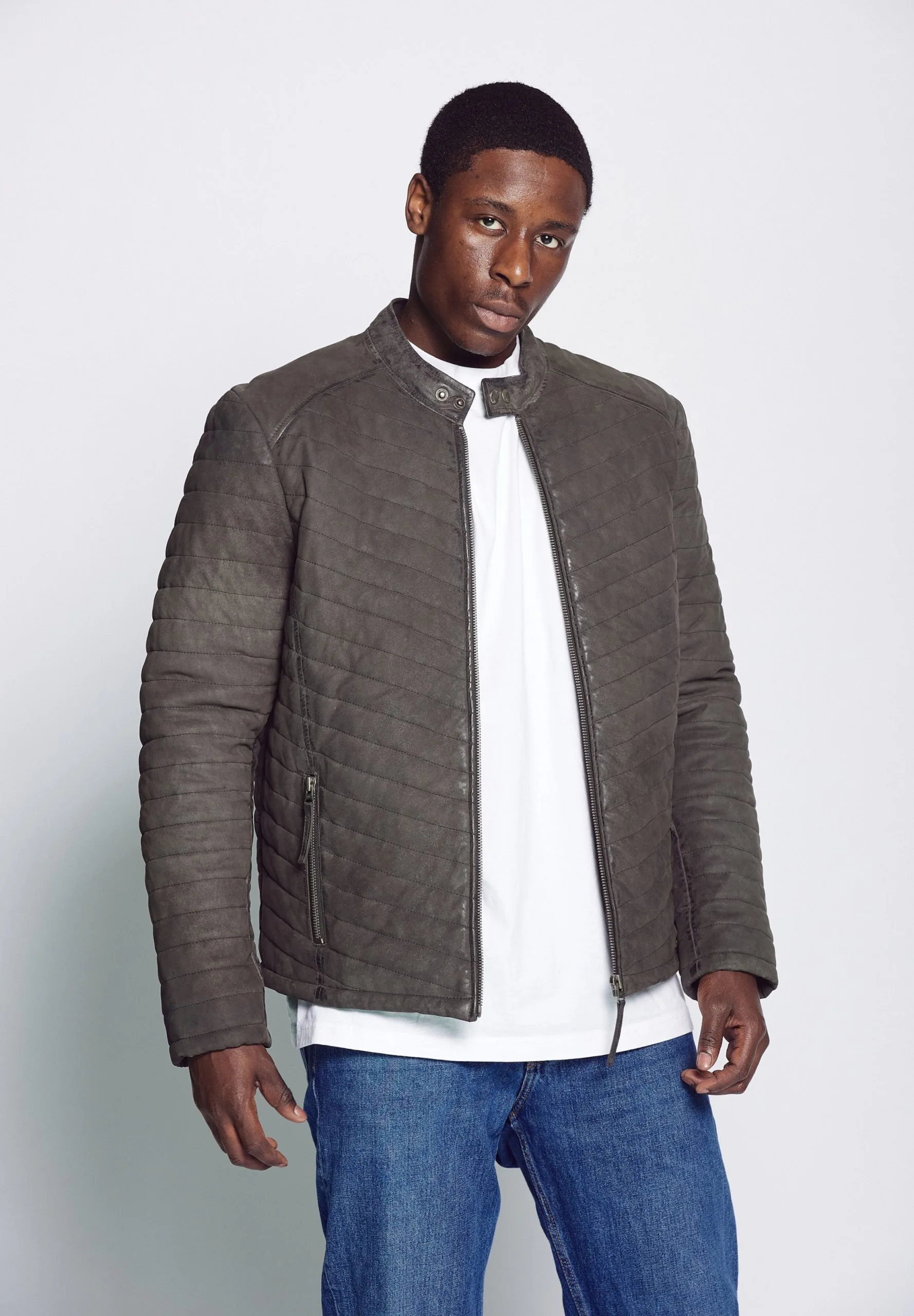 Mustang Leren Jassen Tussenjas Heren Grafiet - Afbeelding 5