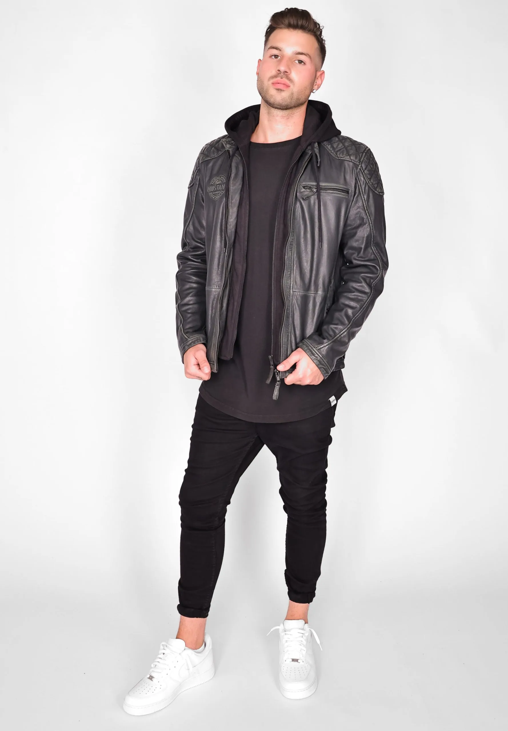 Mustang Leren Jassen Tussenjas Heren Grijs - Afbeelding 4