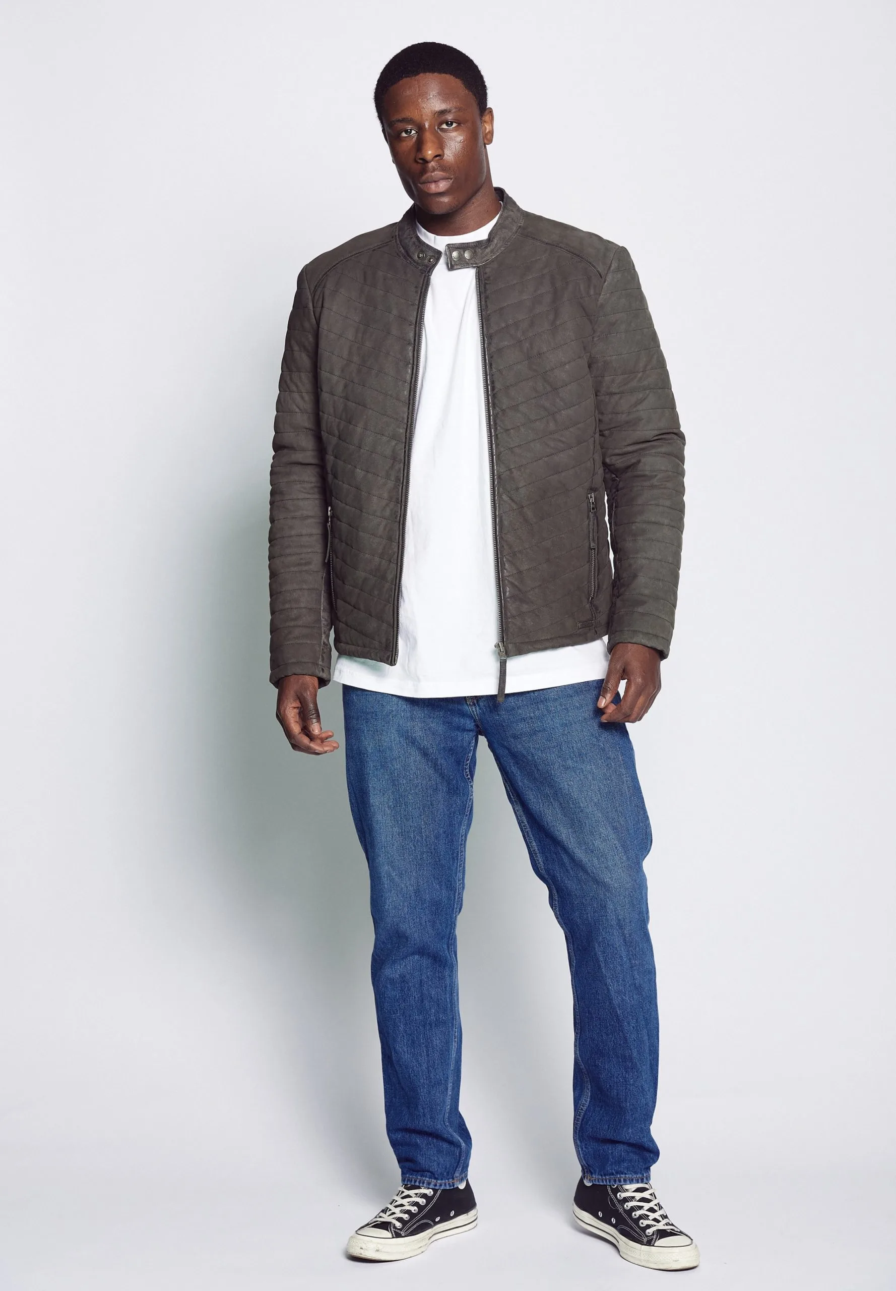 Mustang Leren Jassen Tussenjas Heren Grafiet - Afbeelding 4