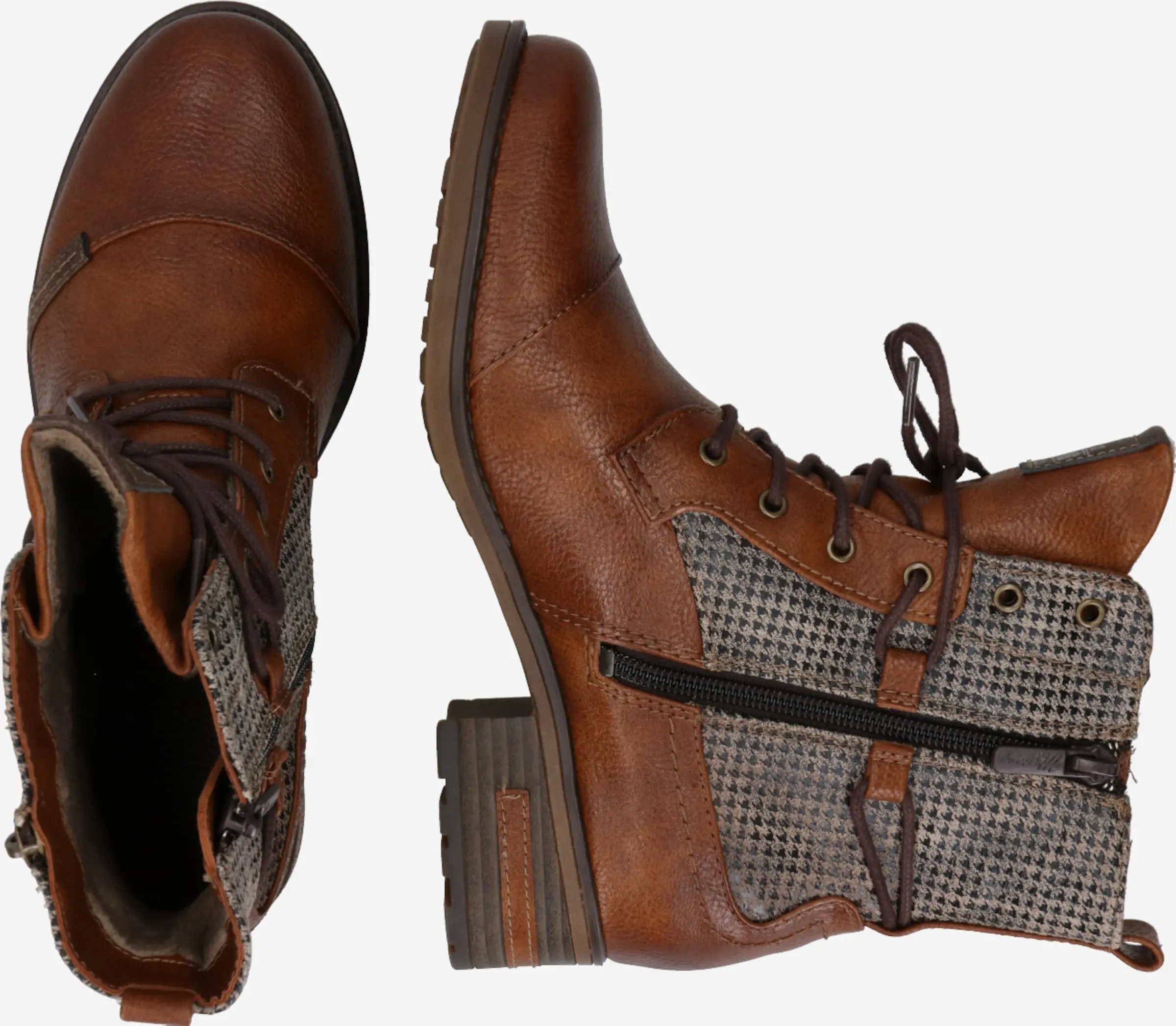 Mustang Enkellaarsjes Veterlaarsjes Dames Karamel - Afbeelding 2