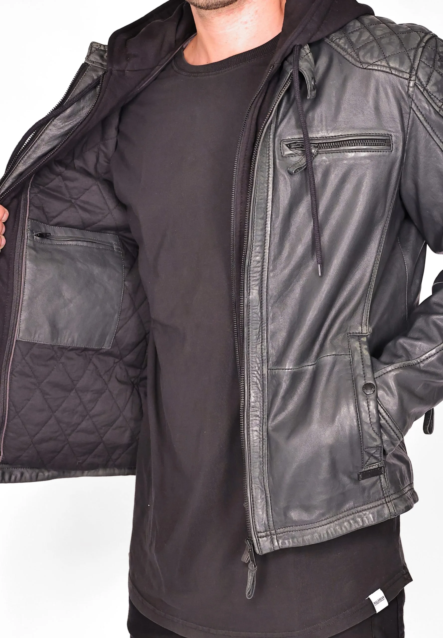Mustang Leren Jassen Tussenjas Heren Grijs - Afbeelding 7