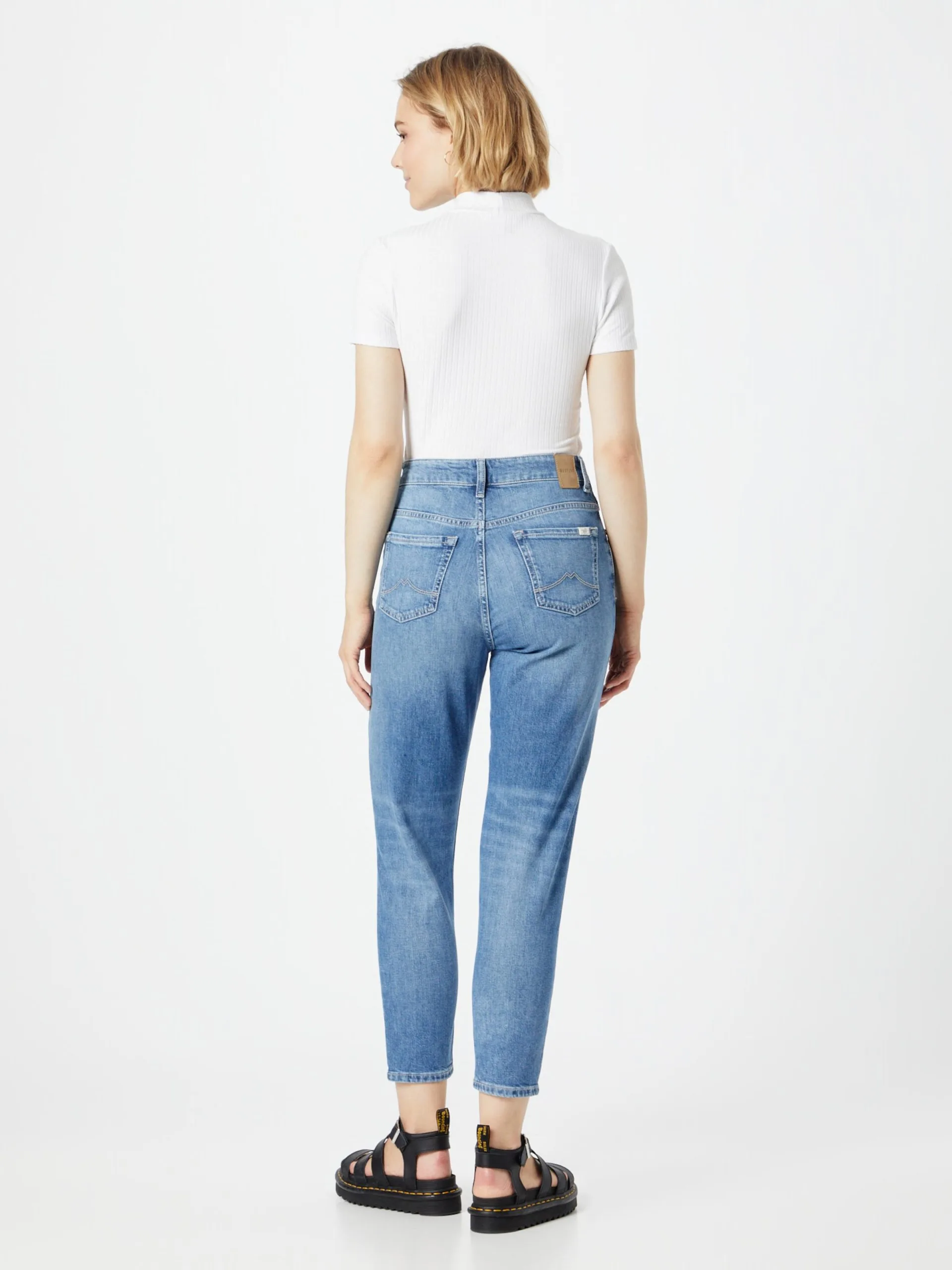 Mustang Mom Jeans Tapered Jeans Charlotte Dames Blauw - Afbeelding 3
