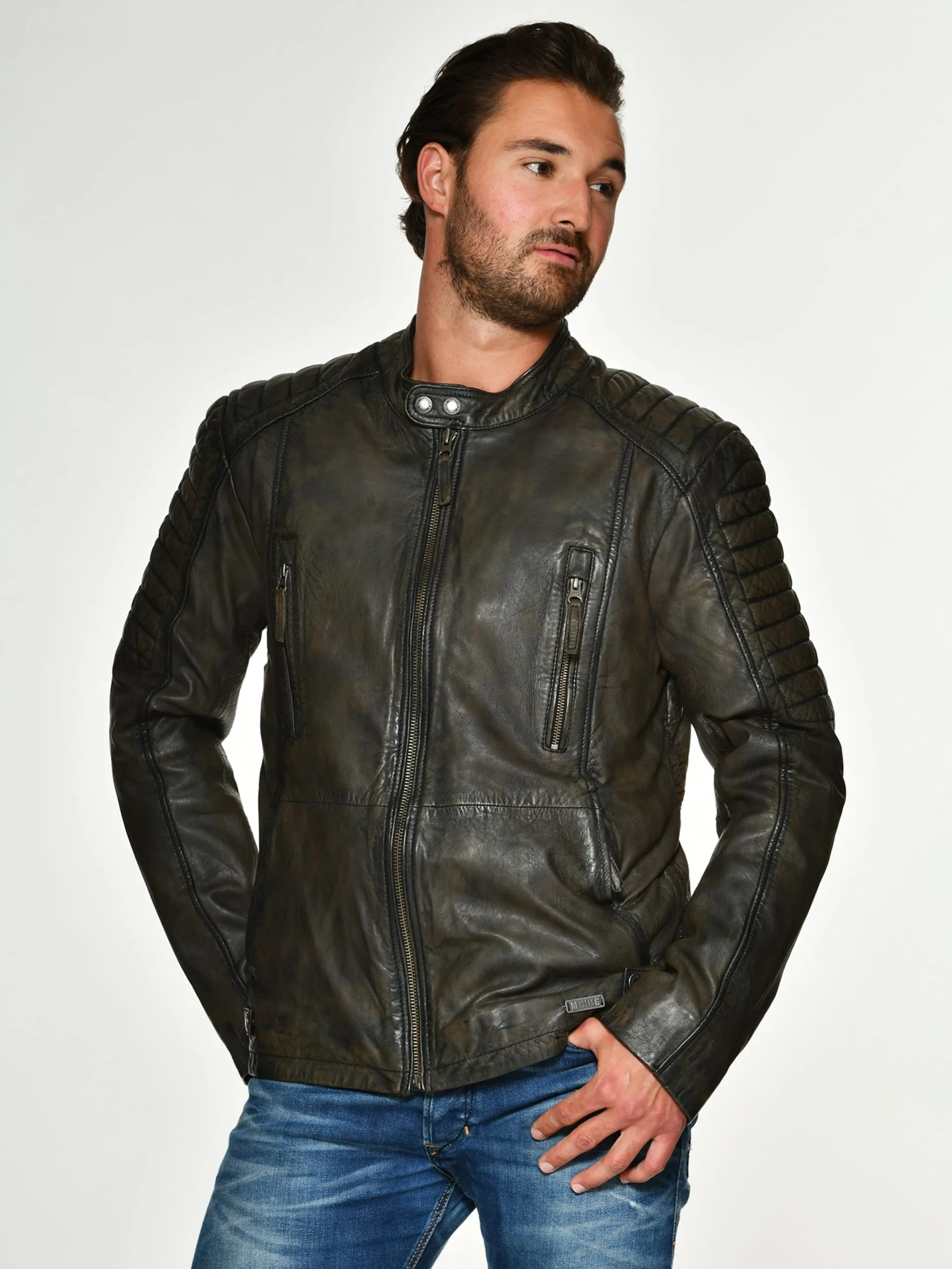 Mustang Leren Jassen Tussenjas Cruz Heren Bruin - Afbeelding 3