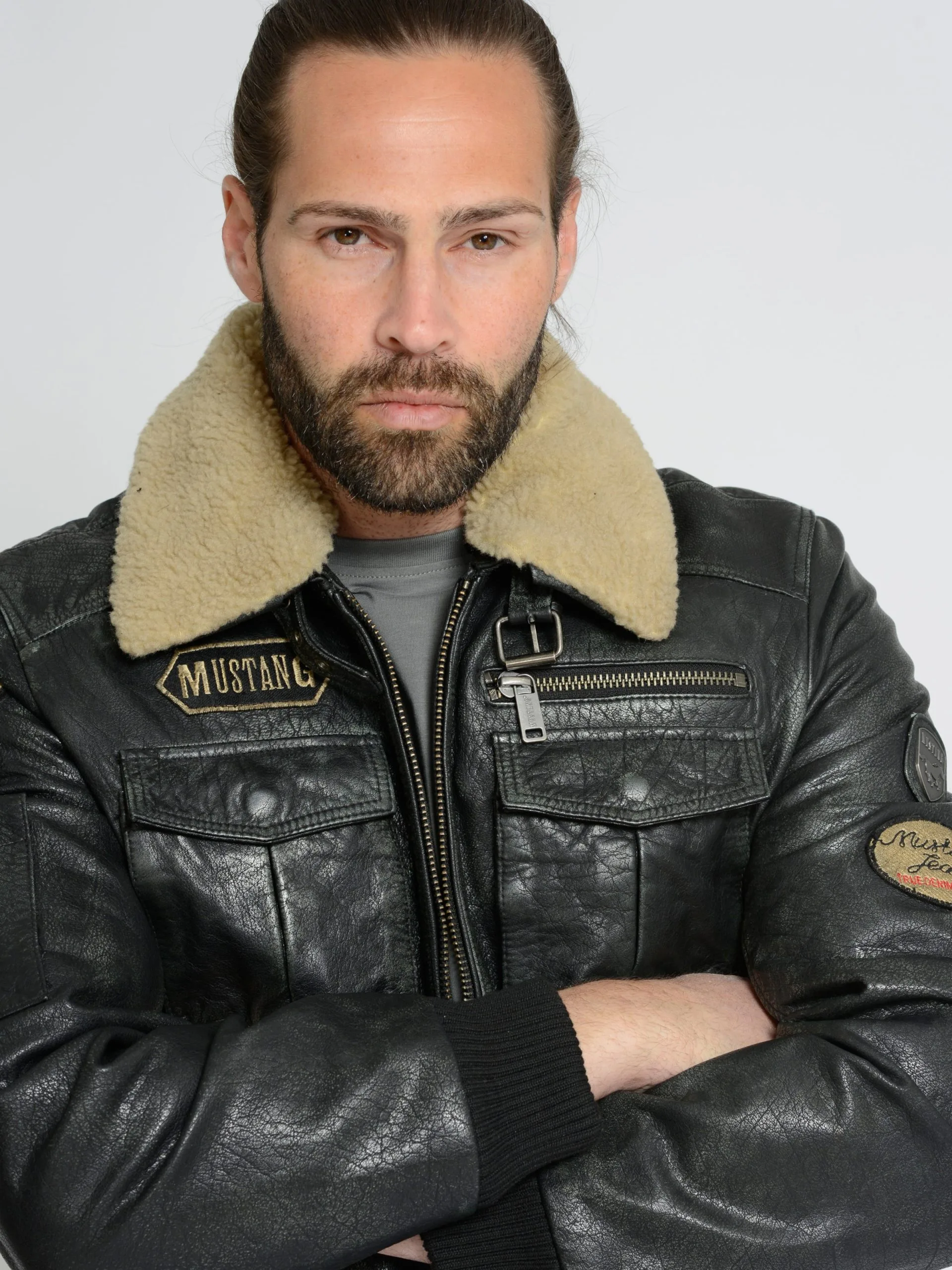 Mustang Leren Jassen Tussenjas Karlstad Heren Zwart - Afbeelding 5
