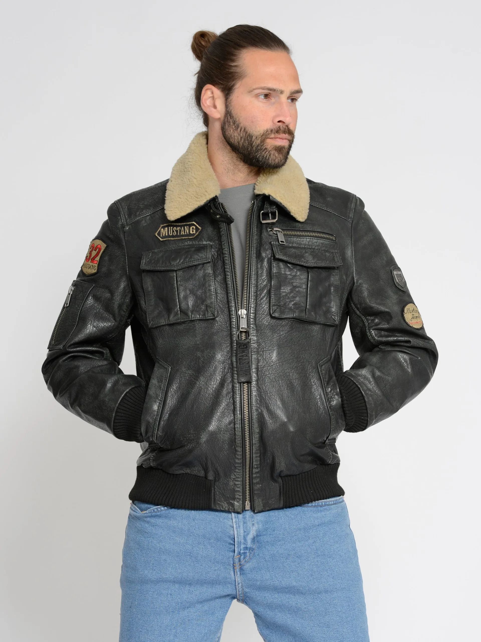 Mustang Leren Jassen Tussenjas Karlstad Heren Zwart - Afbeelding 2