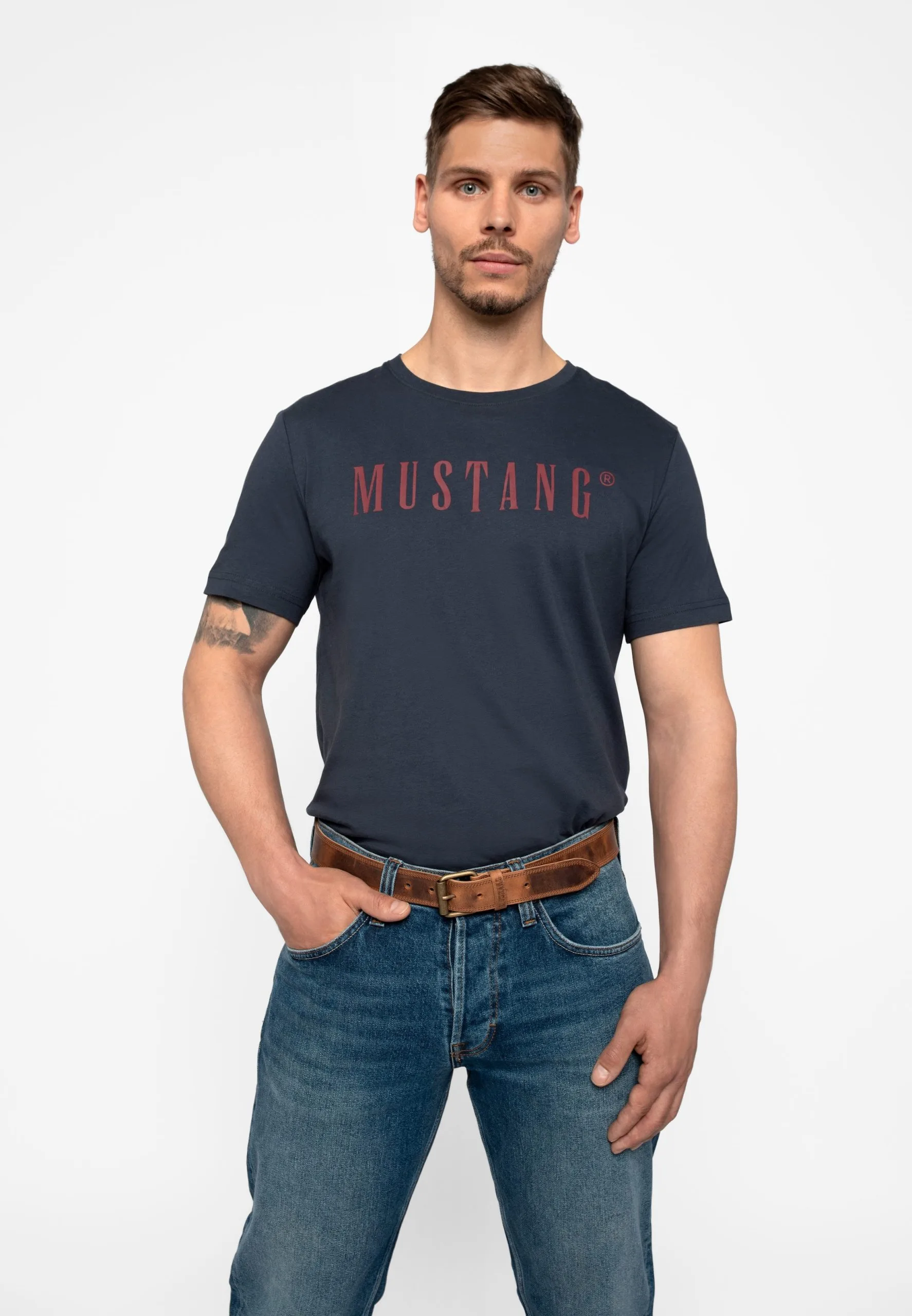 Mustang Casual Riemen Riem Heren Bruin GemĂȘleerd - Afbeelding 2