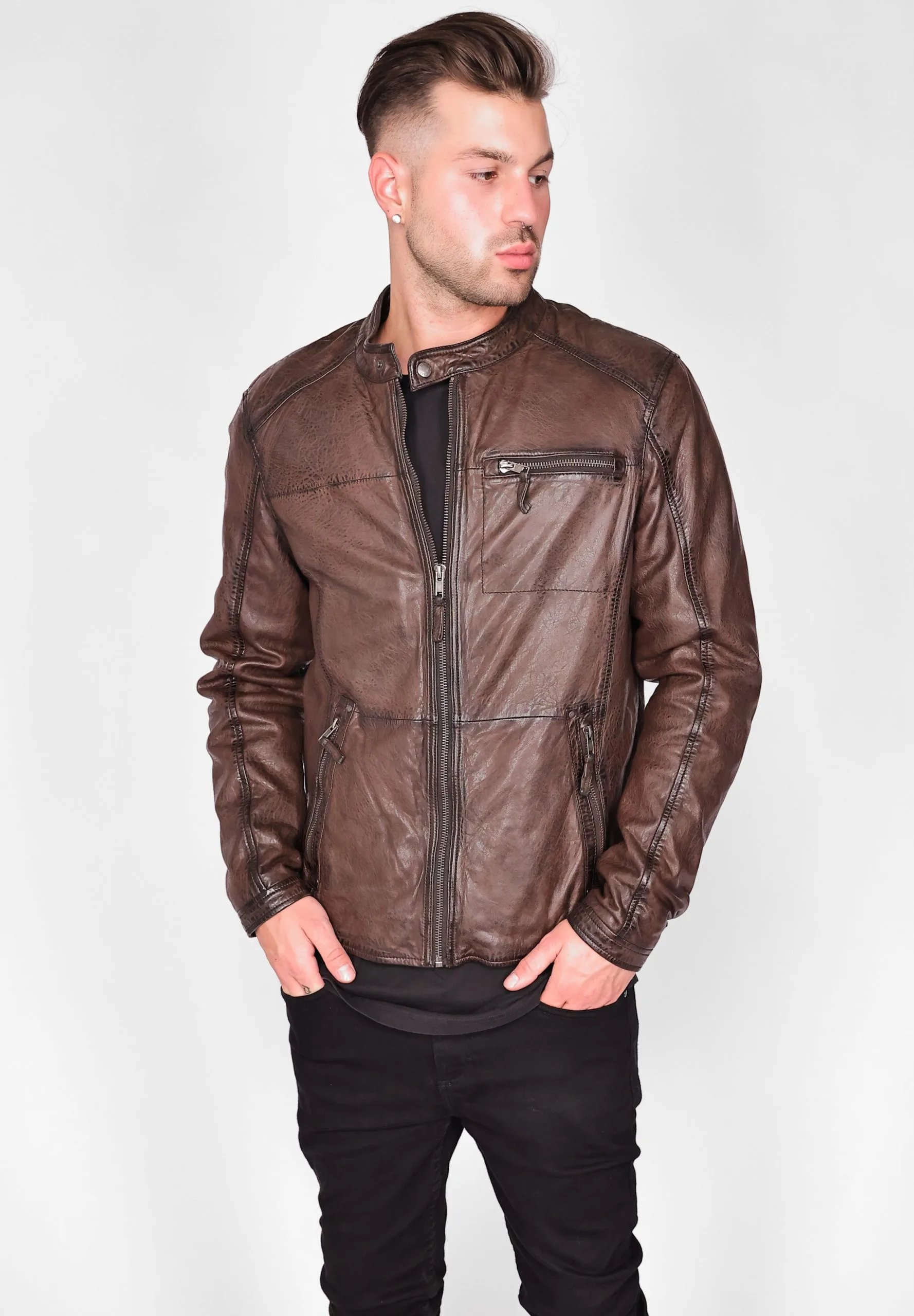 Mustang Leren Jassen Tussenjas Heren Karamel - Afbeelding 3