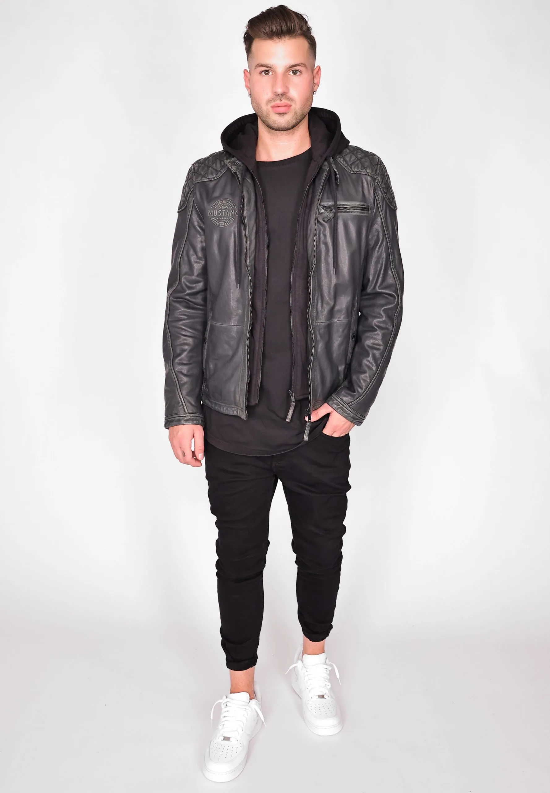 Mustang Leren Jassen Tussenjas Heren Grijs - Afbeelding 3